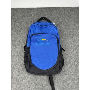 Sea World Backpack Official Orlando Large Blue Black Multiple Pockets Zipper NWT